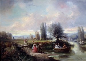 The boat ride. Anonymous painting of the 19th century by Anonymous Anonymous