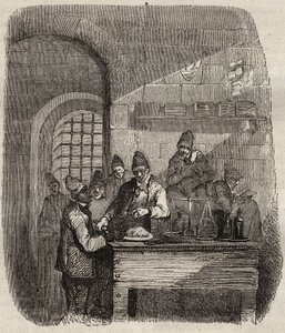 The canteen of the Brest bagne in the 19th century. Engraving in 