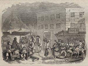 The canteen of the bagne de Rochefort in the 19th century. Engraving in Histoire des bagnes depuis leur création à nos jours (1877) by Pierre Zaccone. Private collection. by Anonymous Anonymous
