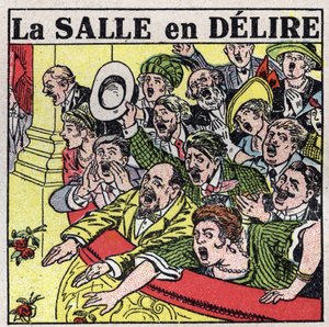 The Effects of Music: Spectators of a Theatre Expressing Their Joy with Shouts, Applause and Flowering Flowers. Anonymous Illustration from 1925. Private Collection by Anonymous Anonymous
