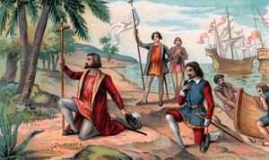 The landing of Christopher Columbus (1451-1506) in the New World by Anonymous Anonymous