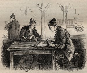 The public writer at the Toulon Bagne in the 19th century. Engraving in 