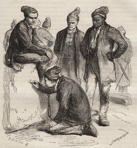 Types of galleries from the Brest Bagne in the 19th century. Engraving in 