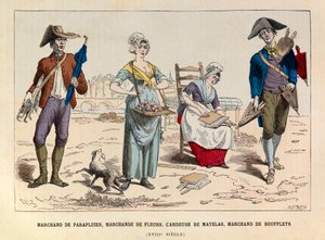 Umbrella merchant, flower merchant, mattress carder and bellows dealer in Paris in the 18th century by Anonymous Anonymous