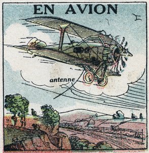 Wireless telephony: by plane. Anonymous illustration of 1925. Private collection.