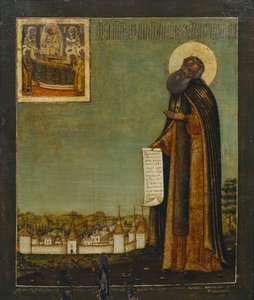 Saint Cyril of White Lake with View of the Kirillo-Belozersky Monastery