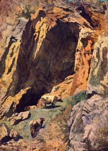 Rock Crevice with Cows by Anselm Feuerbach