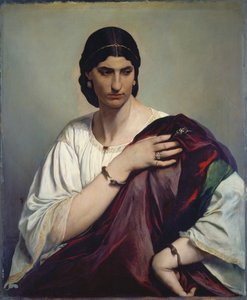 Lucrezia Borgia; Portrait of a Roman Woman in White Tunic and Red Robe, c.1862-66 by Anselm Feuerbach