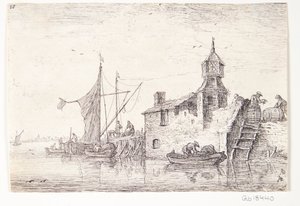 Landing Place with Building with a Tower