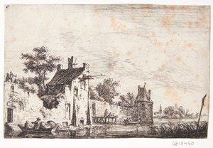 City Wall Leading to a River by Anthonie Waterloo
