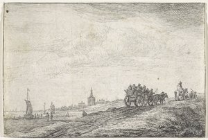 Coastline with Horse and Wagon by Anthonie Waterloo
