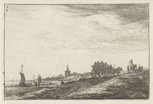 Coastline with Horse and Wagon by Anthonie Waterloo