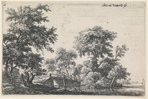Landscape with a Wooden Fence on the Bottom Left (No.1 from a Series of 12 Prints) by Anthonie Waterloo