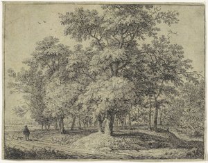 Man with Dog in a Forest by Anthonie Waterloo
