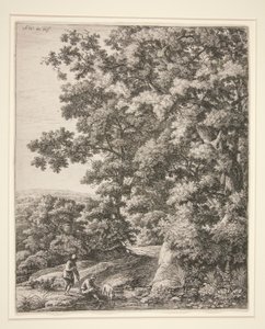 Resting Travelers with Dog Drinking