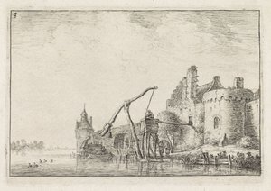 City Wall Seen from the Water (Landscapes with Buildings) by Anthonie Waterloo
