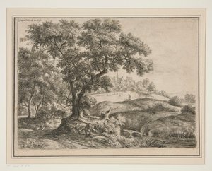 The Edge of the Woods with Village on the Heights by Anthonie Waterloo