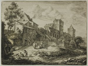 The Yard in front of the Inn, from Twelve Landscapes by Anthonie Waterloo