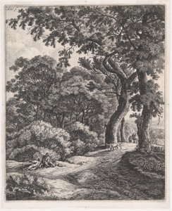 Two Travelers Resting in the Woods by Anthonie Waterloo