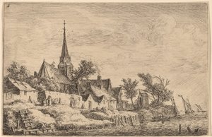 Village Steeple at the Seaside by Anthonie Waterloo