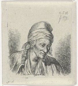 Old Woman Facing Right by Anthonie Willem Hendrik Nolthenius de Man