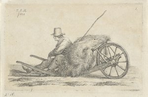 Seated Man by a Wheelbarrow with Hay by Anthonie Willem Hendrik Nolthenius de Man
