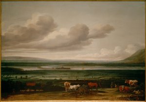 Lower Rhine Landscape near Kleve with Schenkenschanz Fortress, Hoch and Niederelten by Anthonie van Borssom