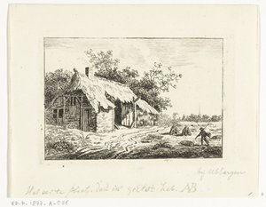 Farmer Making Hay in Front of a Farmhouse in Ubbergen by Anthonie van den Bos