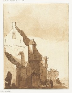 House with Wheelbarrow at the Door by Anthonie van den Bos