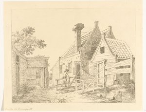 Boy Walking Over Wooden Bridge (Outside the Raampoort) by Anthonie van den Bos