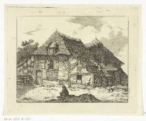 Man Sitting on a Hillock in Front of a House in Staphorst by Anthonie van den Bos