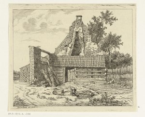 Reed Cutter in Front of the Ruins of the House Snaatburg in Maarssen by Anthonie van den Bos