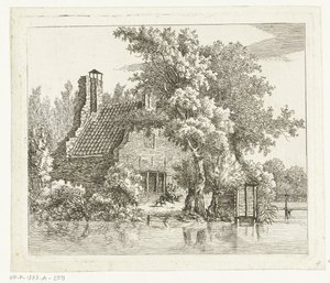 Smoking Man on a Bench in Front of the Ruins of Huis Snaatburg in Maarssen by Anthonie van den Bos