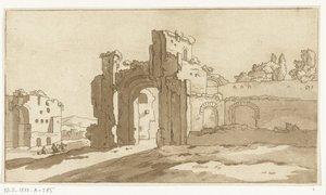 Ruins of the Great Hall of the Baths of Caracalla, Rome by Anthonie van den Bos