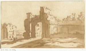 Ruins of the Great Hall of the Baths of Caracalla, Rome by Anthonie van den Bos