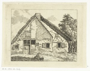Woman with Basket Sitting in Front of a House by Anthonie van den Bos