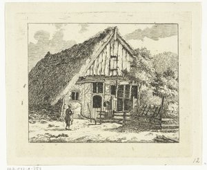 Woman Standing in Front of a House in Staphorst by Anthonie van den Bos
