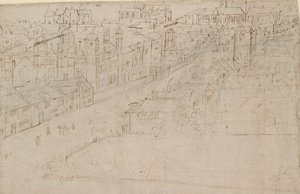 Panorama of London as Seen from Southwark: Borough High Street with St Mary Overy, 1554