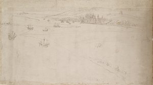 Panorama of London as seen from Southwark: Greenwich, 1554 by Anthonis van den Wyngaerde