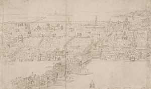 Panorama of London as seen from Southwark: London Bridge by Anthonis van den Wyngaerde