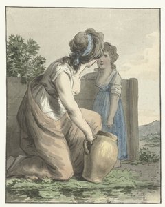 Crouching Woman Talking to a Standing Girl by Anthony Andriessen