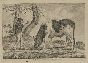 Shepherd with Cow (Studies of Cows, Sheep, and Goats)