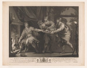 Manius Curius Dentatus Rejecting the Bribes of the Samnites (series title: Seventeenth-Century Paintings from the Devonshire Collection) by Anthony Walker