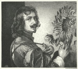 Self-portrait of the Flemish Baroque artist Anthony Van Dyck (engraving) by Anthony van (after) Dyck