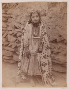 Girl adorned in silver jewellery by Antoin Sevruguin