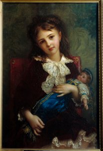Portrait of Catherine de Bouchage as a Child Holding a Doll by Antoine Auguste Ernest Herbert or Hebert