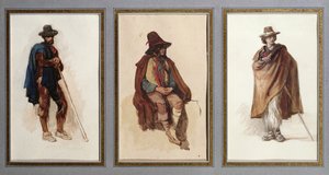 Three types of Ciociari shepherds by Antoine Auguste Ernest Herbert or Hebert