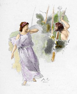 Odyssey of Homer: Nausicaa, Daughter of King Alcinous, Sees Ulysses Naked and Starving Asking Her for Help by Antoine Calbet