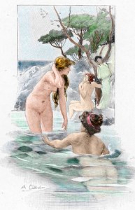 Odyssey of Homer: Nausicaa and Her Handmaidens Washing Clothes in the River, Illustration by Antoine Calbet by Antoine Calbet