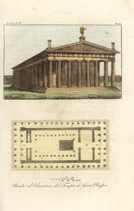 Elevation and Plan of the Temple of Zeus or Jupiter at Mount Olympus by Antoine Chrysostome Quatremère de Quincy